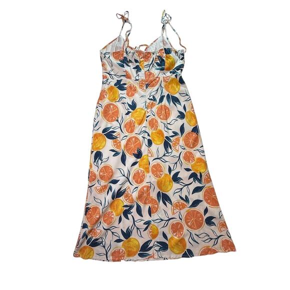 NWT Seven Wonders Citrus Print Marilla Midi Dress  Tie Strap Sundress Size XL - Picture 2 of 14